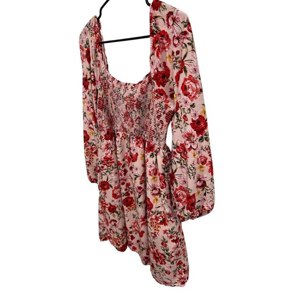 Old Navy Floral Print Long Sleeve Square Neck Smocked Mini Dress Sz S Babydoll - Picture 4 of 9